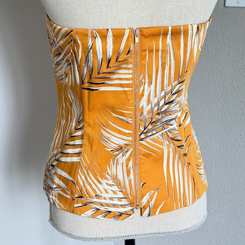 White House Black Market NWT Strapless Palm Bustier Corset Sz 12 Island Palm - Picture 4 of 8